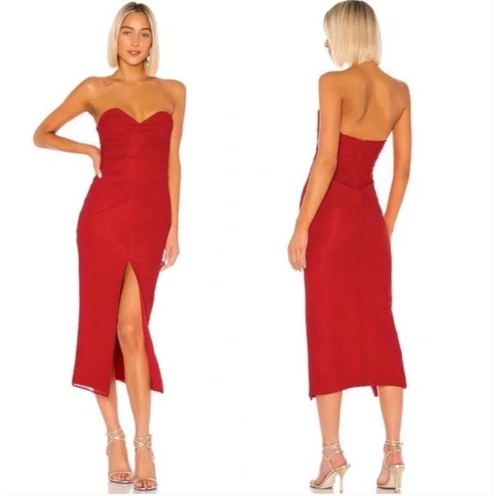 NWT Lovers + Friends Red Cubales Strapless Midi Dress Small